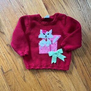 Talbots Red Sweater with Cat Design